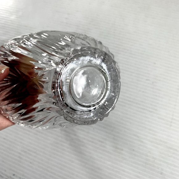 Vintage Pressed Clear Glass Bride Basket Embossed Flowers 7" Tall Wedding Decor - Picture 11 of 12